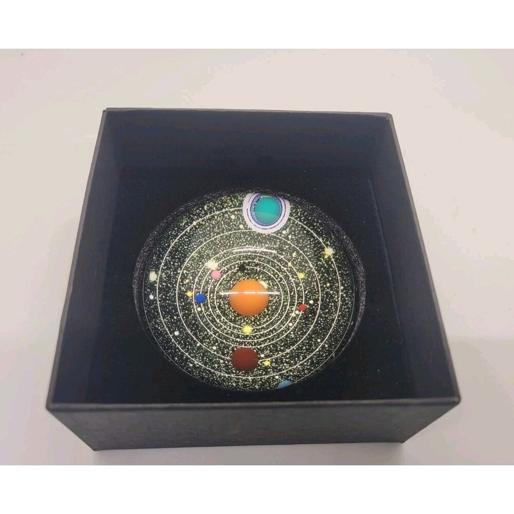 Kikkerland Solar System Glass Paperweight Planetarium Galaxy Office Desk 3"